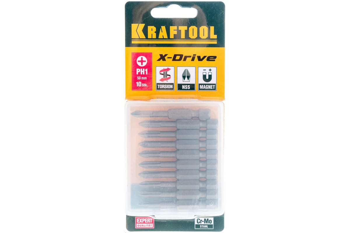 Биты "EXPERT" (E 1/4"; PH 1; 50 мм; 10 шт.) KRAFTOOL 26121-1-50-10 Биты "EXPERT" (E 1/4"; PH 1; 50 мм; 10 шт.) KRAFTOOL 26121-1-50-10